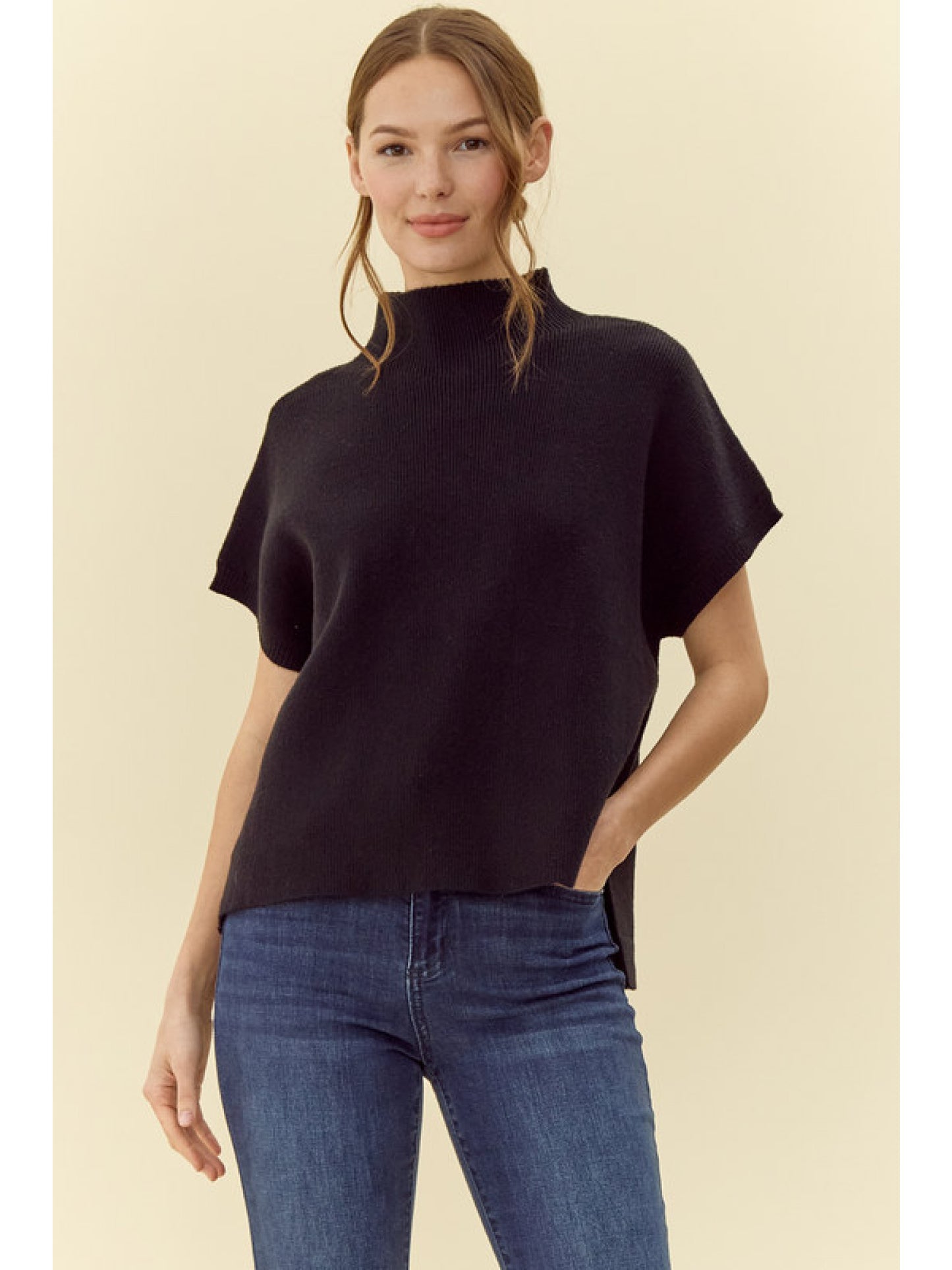 elle mock neck sweater