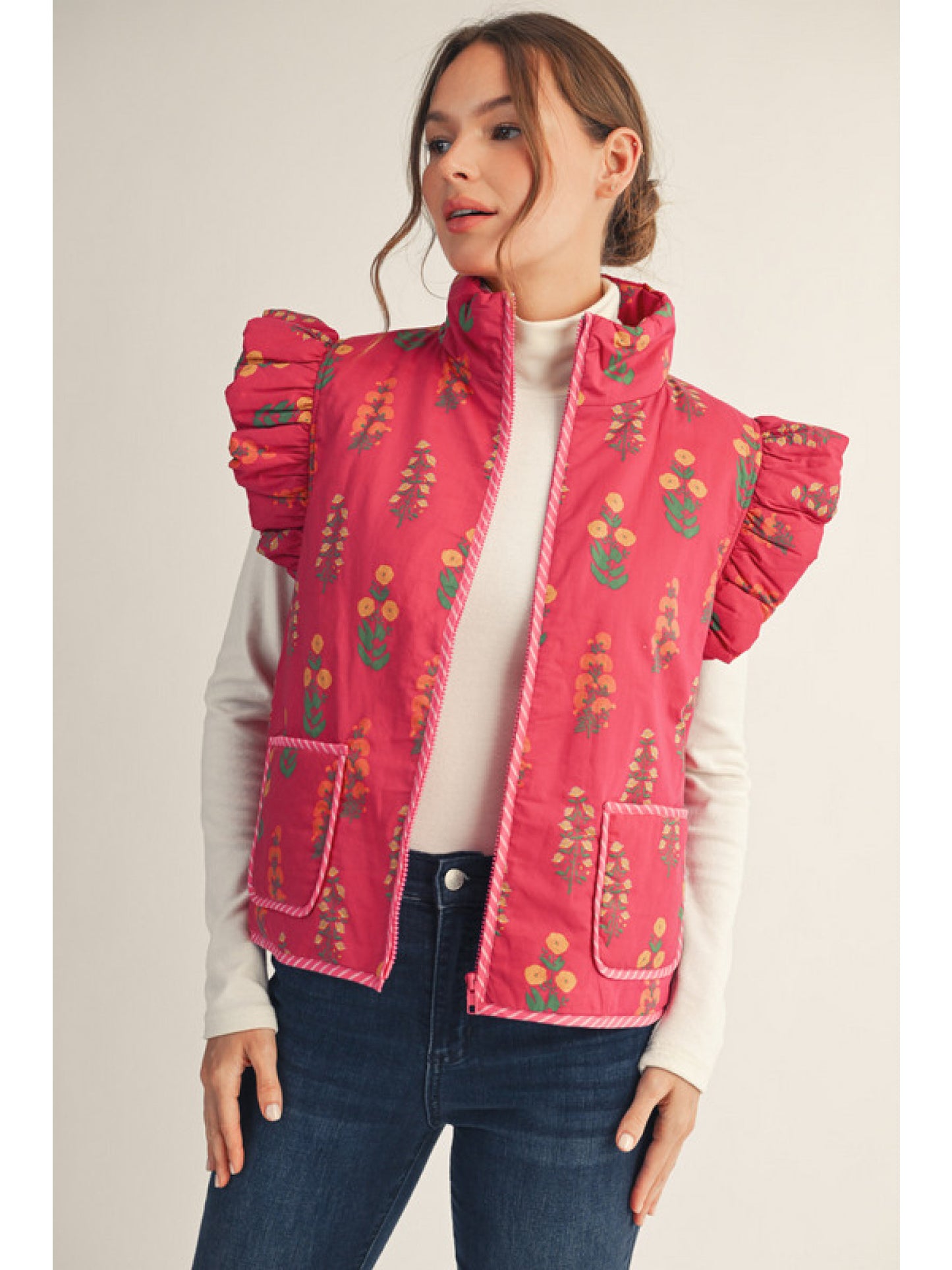 becca floral vest