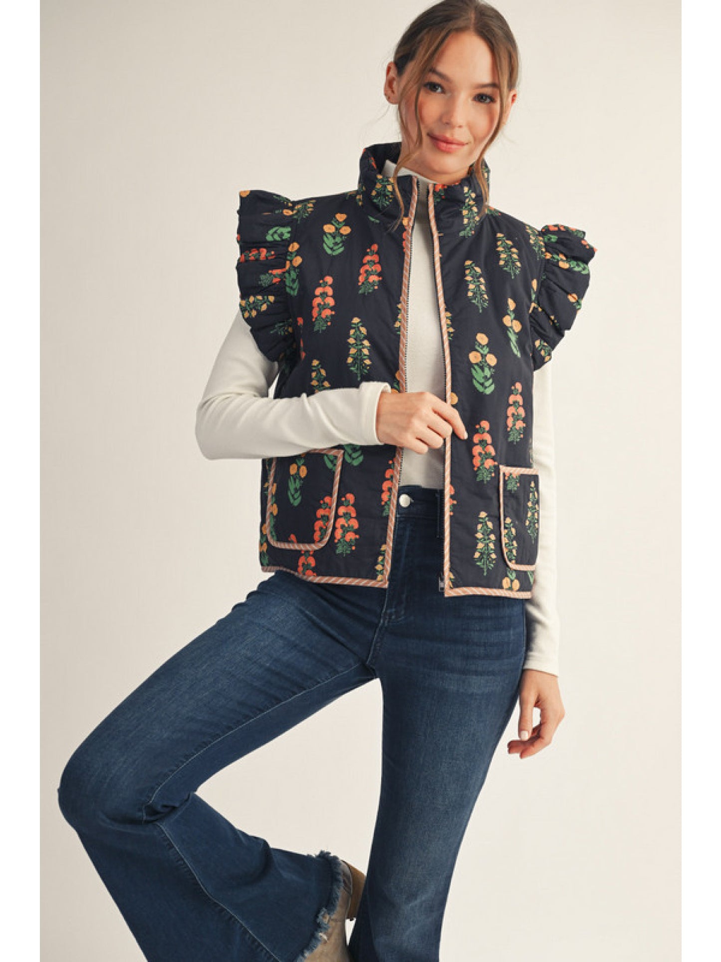 becca floral vest