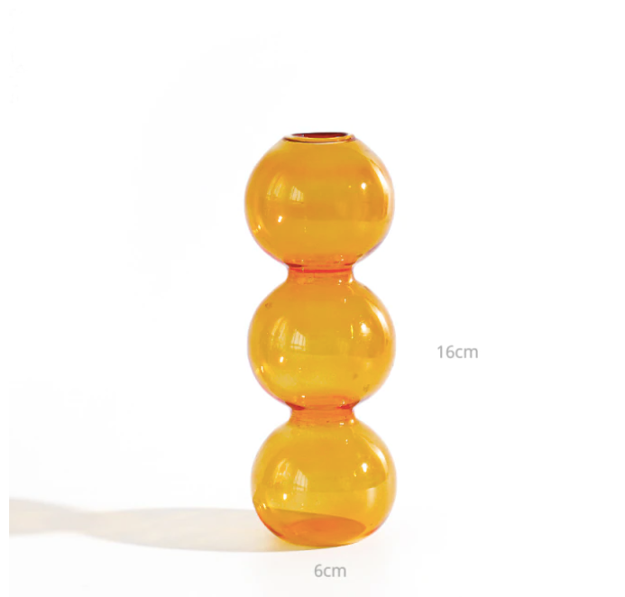 Bubble Shape Glass Vase: Blue / Short 3 Balls