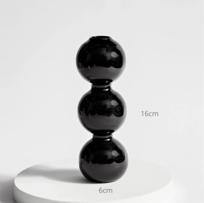 Bubble Shape Glass Vase: Ocean Blue / Short 3 Balls