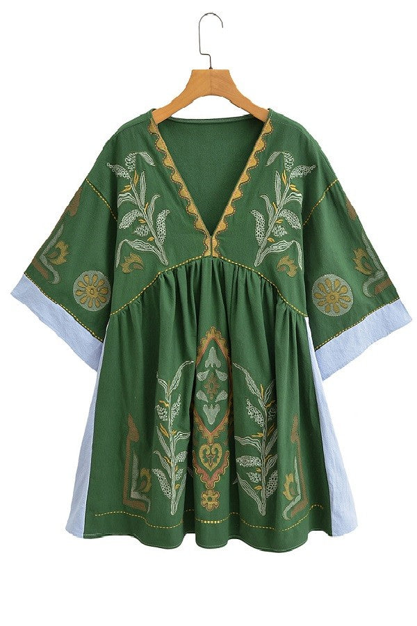 iris embroidery dress