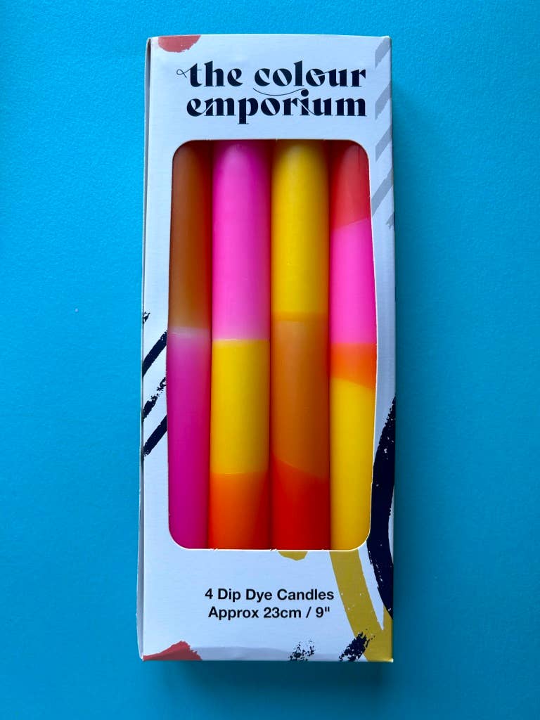 SUNSET BRIGHTS Dip Dye Dinner Candles set of 4