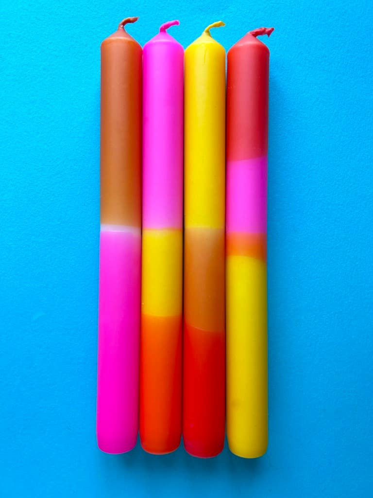 SUNSET BRIGHTS Dip Dye Dinner Candles set of 4