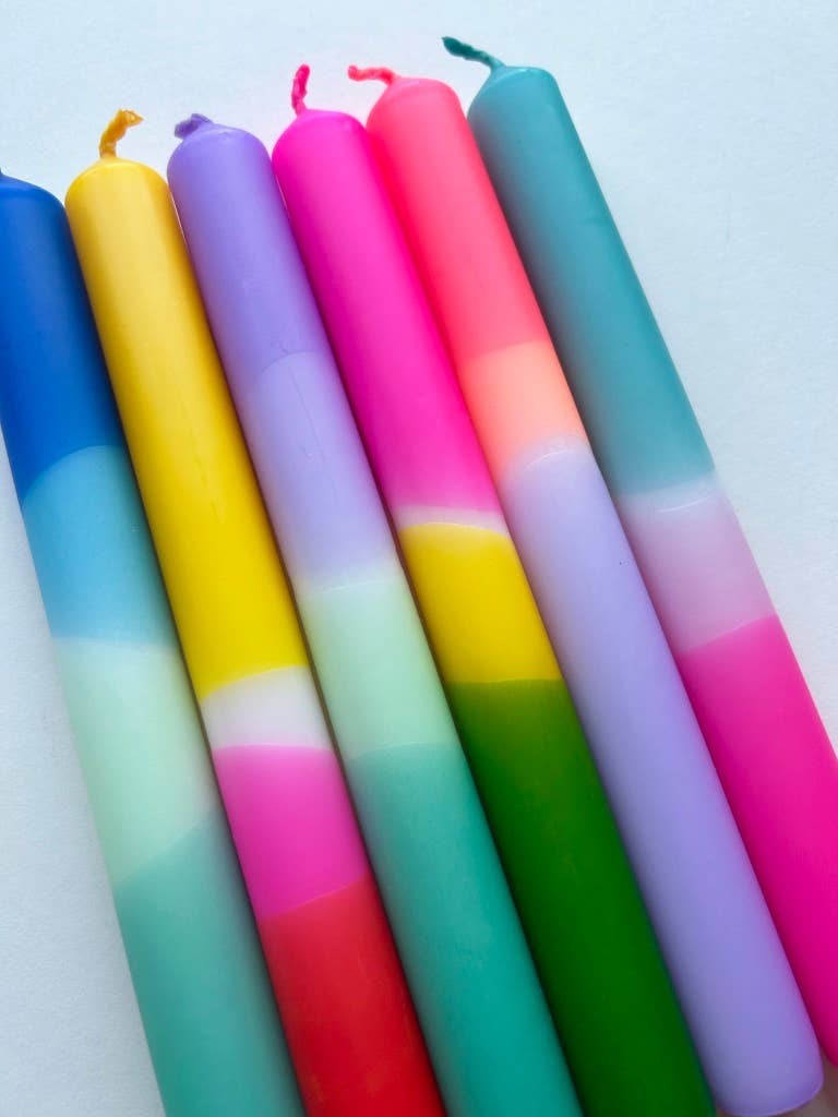 BESTSELLING BRIGHTS Dip Dye Dinner Candles set of 6