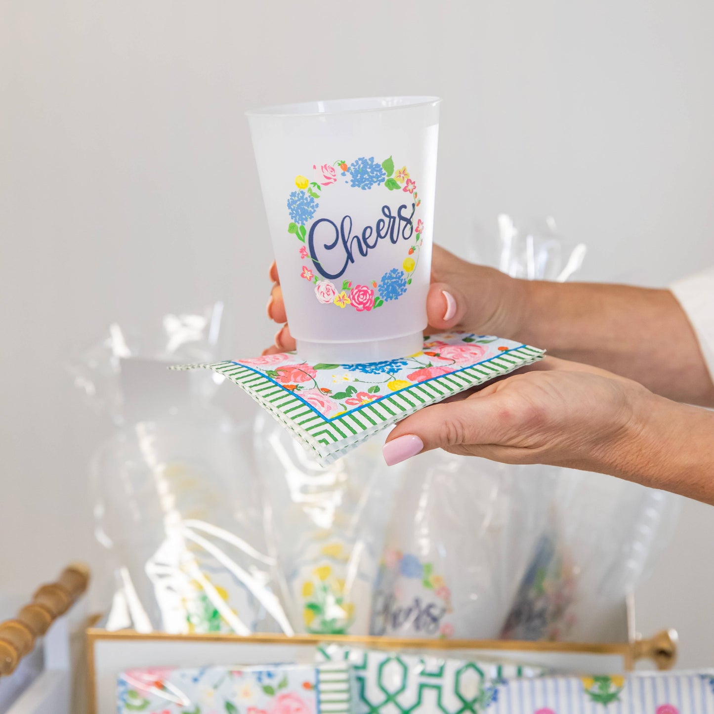 strawberry floral cheers shatterproof cups