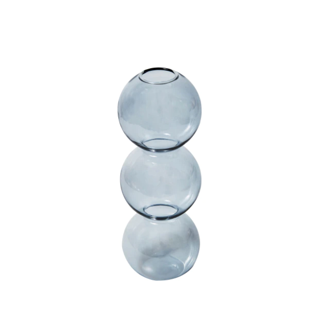 Bubble Shape Glass Vase: Ocean Blue / Short 3 Balls