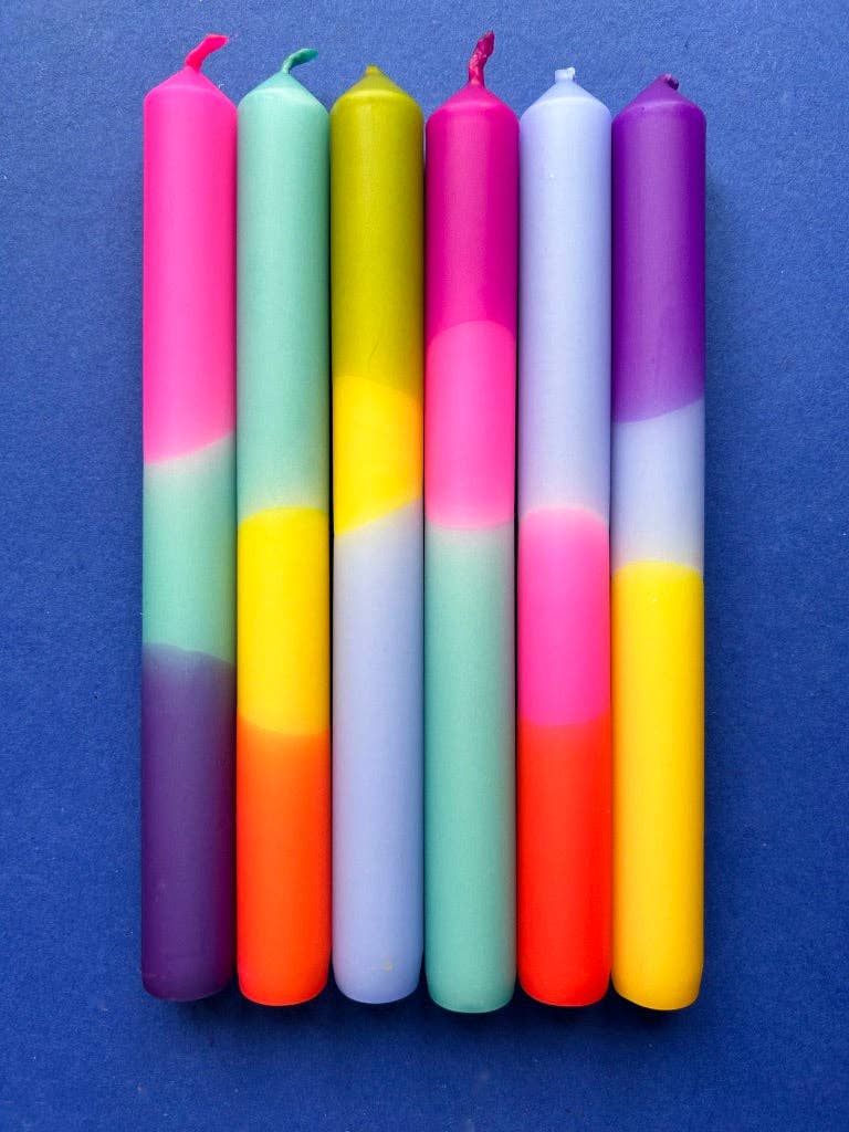 VIBRANT HUES Dip Dye Dinner Candles set of 6
