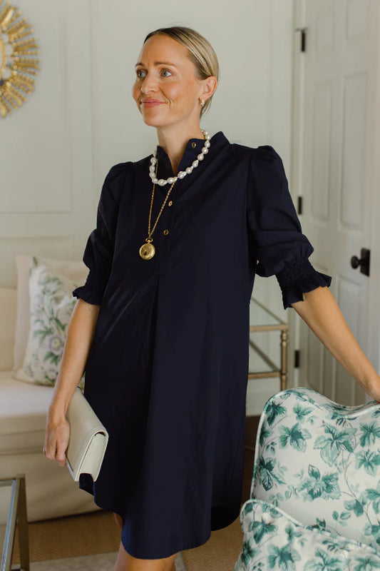 percy popover dress navy