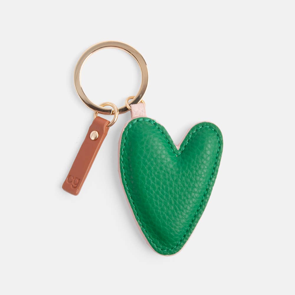 PINK/GREEN HEART KEYRING