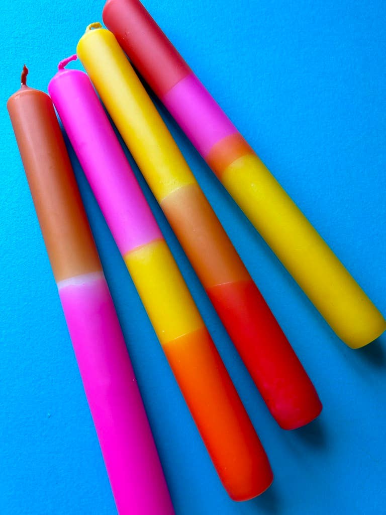 SUNSET BRIGHTS Dip Dye Dinner Candles set of 4
