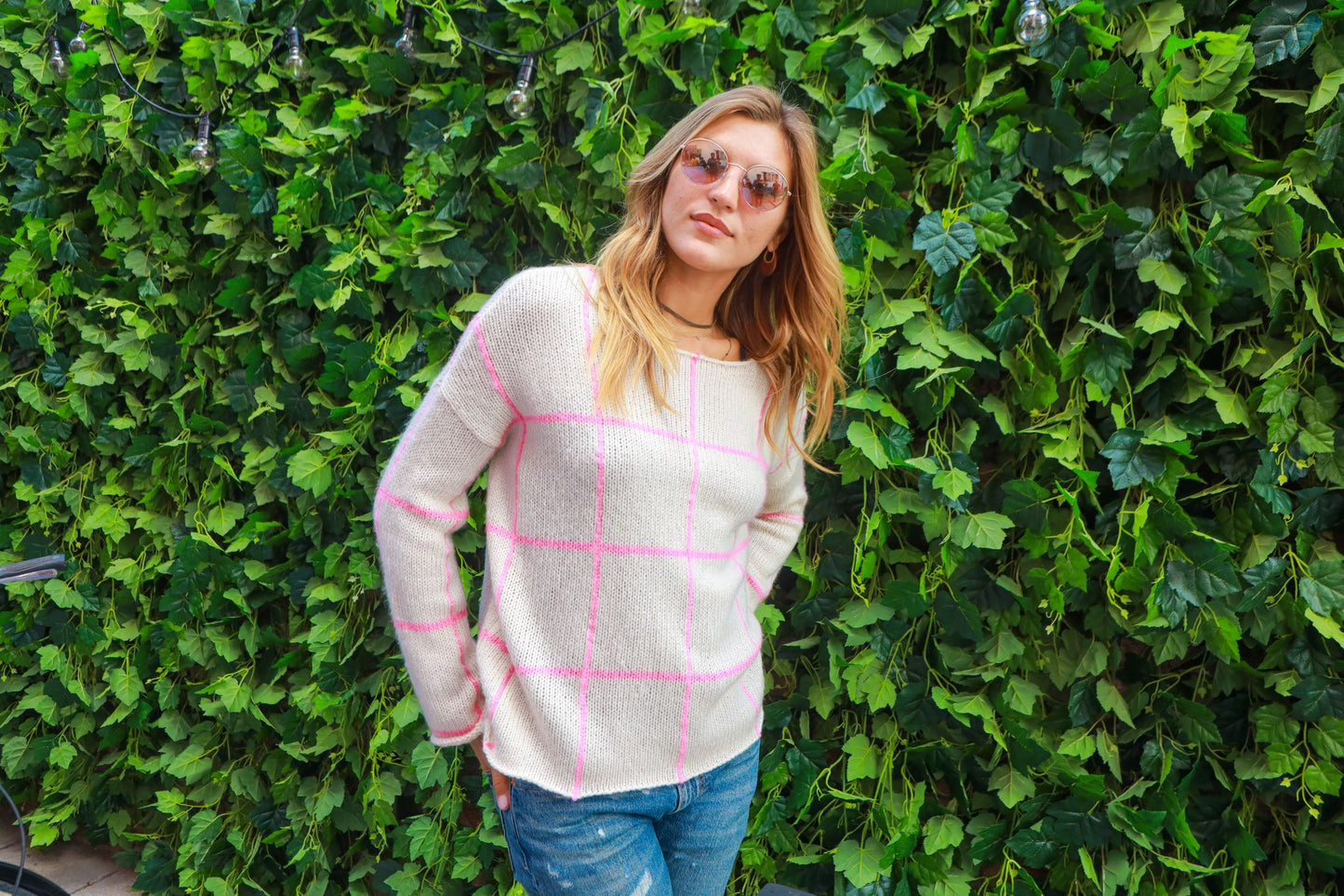 window pane crew sweater