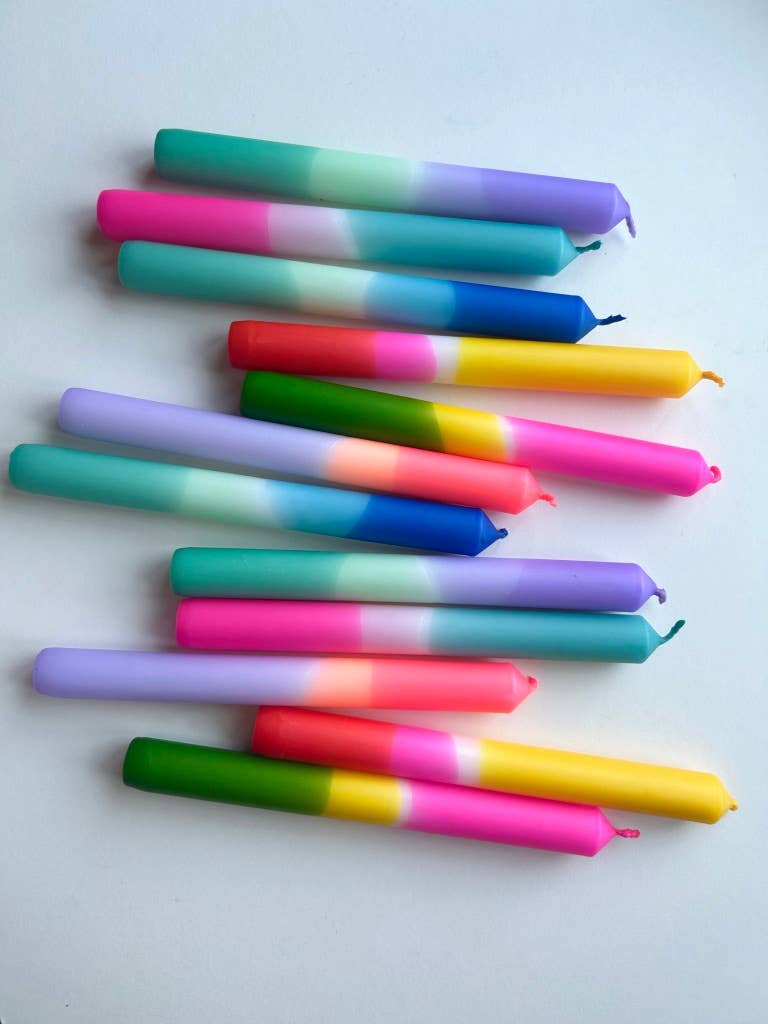 BESTSELLING BRIGHTS Dip Dye Dinner Candles set of 6