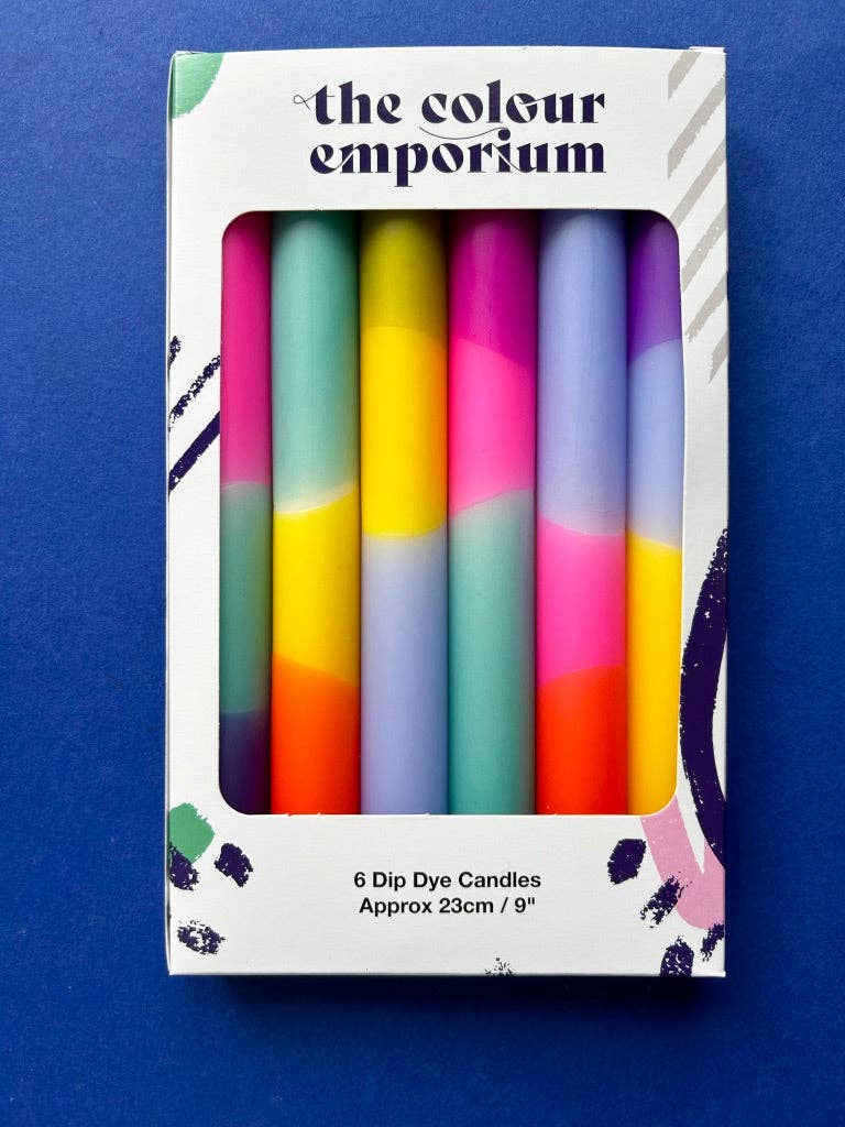 VIBRANT HUES Dip Dye Dinner Candles set of 6