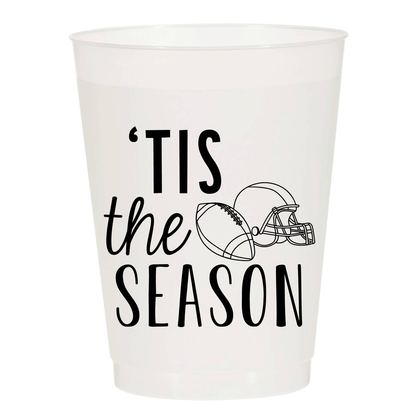 Tis The Season Football Tailgate Frosted Cups- Sports: Pack of 6