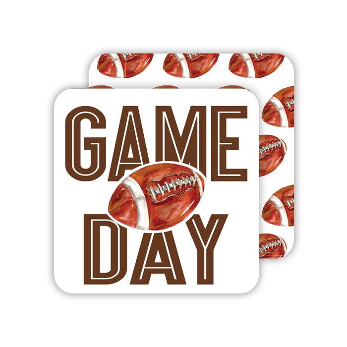 Handpainted Game Day Football Square Coaster