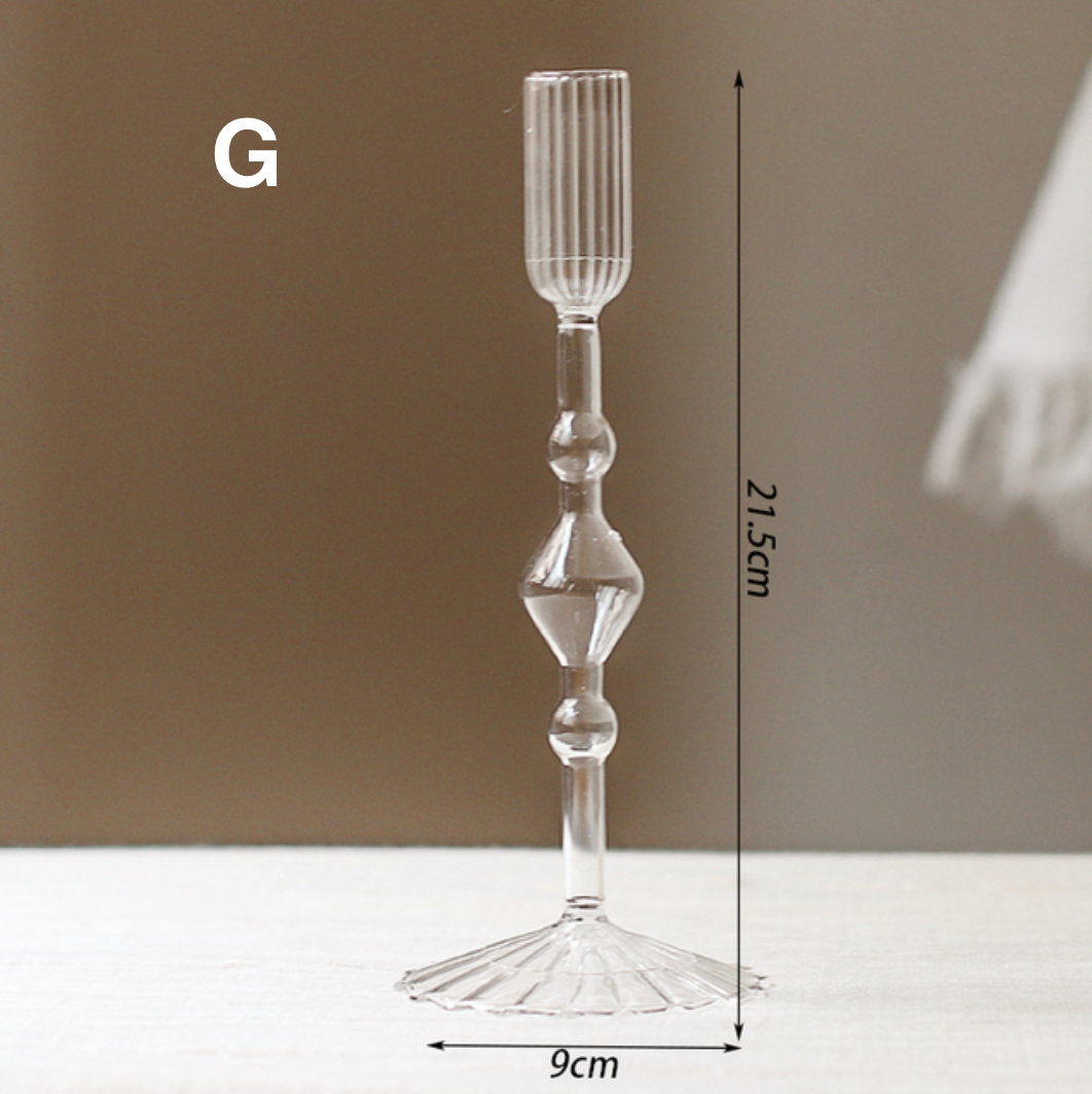 Vintage Style Glass Candlestick Holder: C
