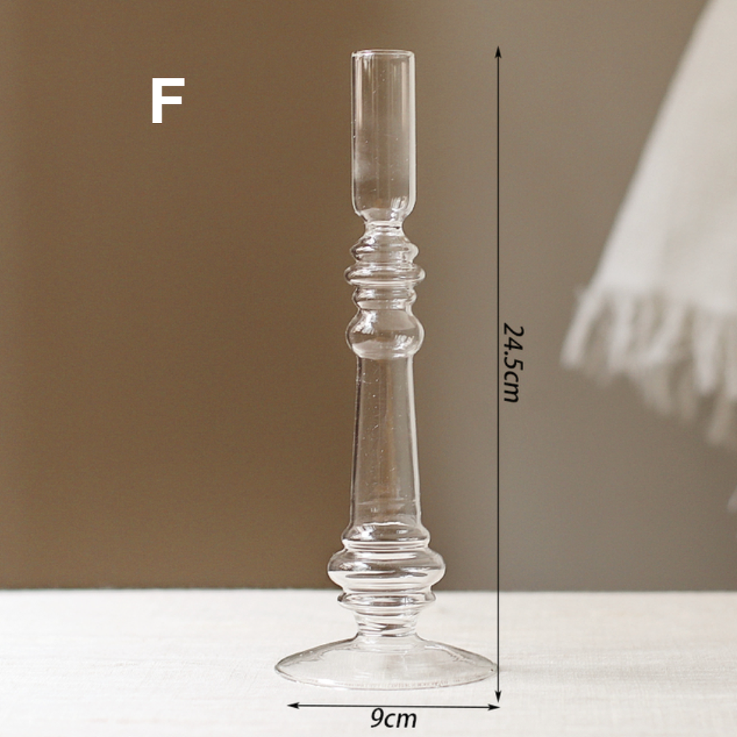 Vintage Style Glass Candlestick Holder: D