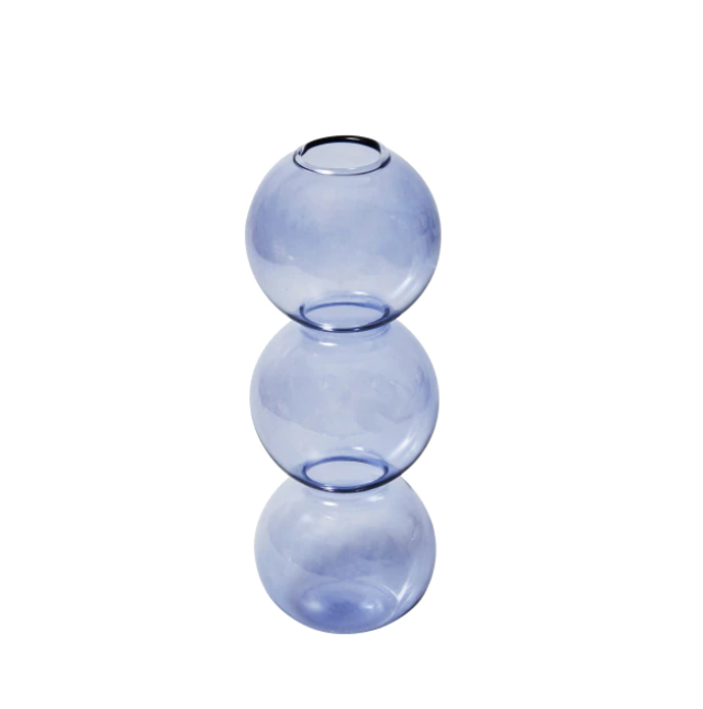 Bubble Shape Glass Vase: Ocean Blue / Short 3 Balls