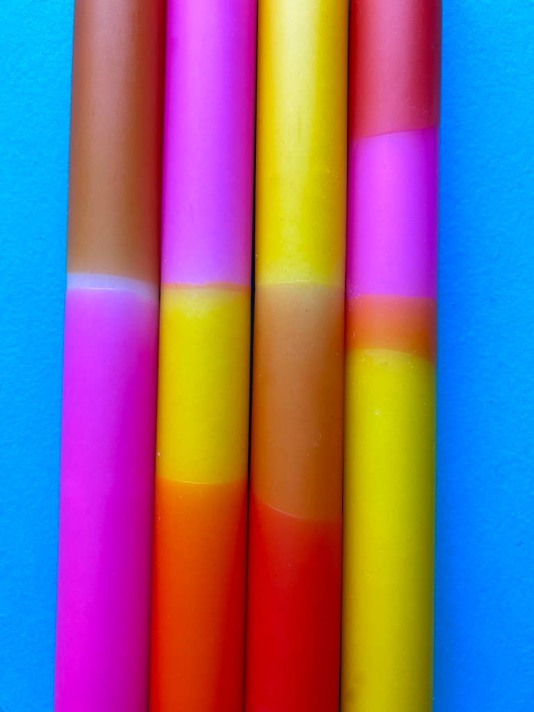 SUNSET BRIGHTS Dip Dye Dinner Candles set of 4