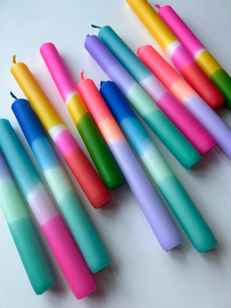BESTSELLING BRIGHTS Dip Dye Dinner Candles set of 6