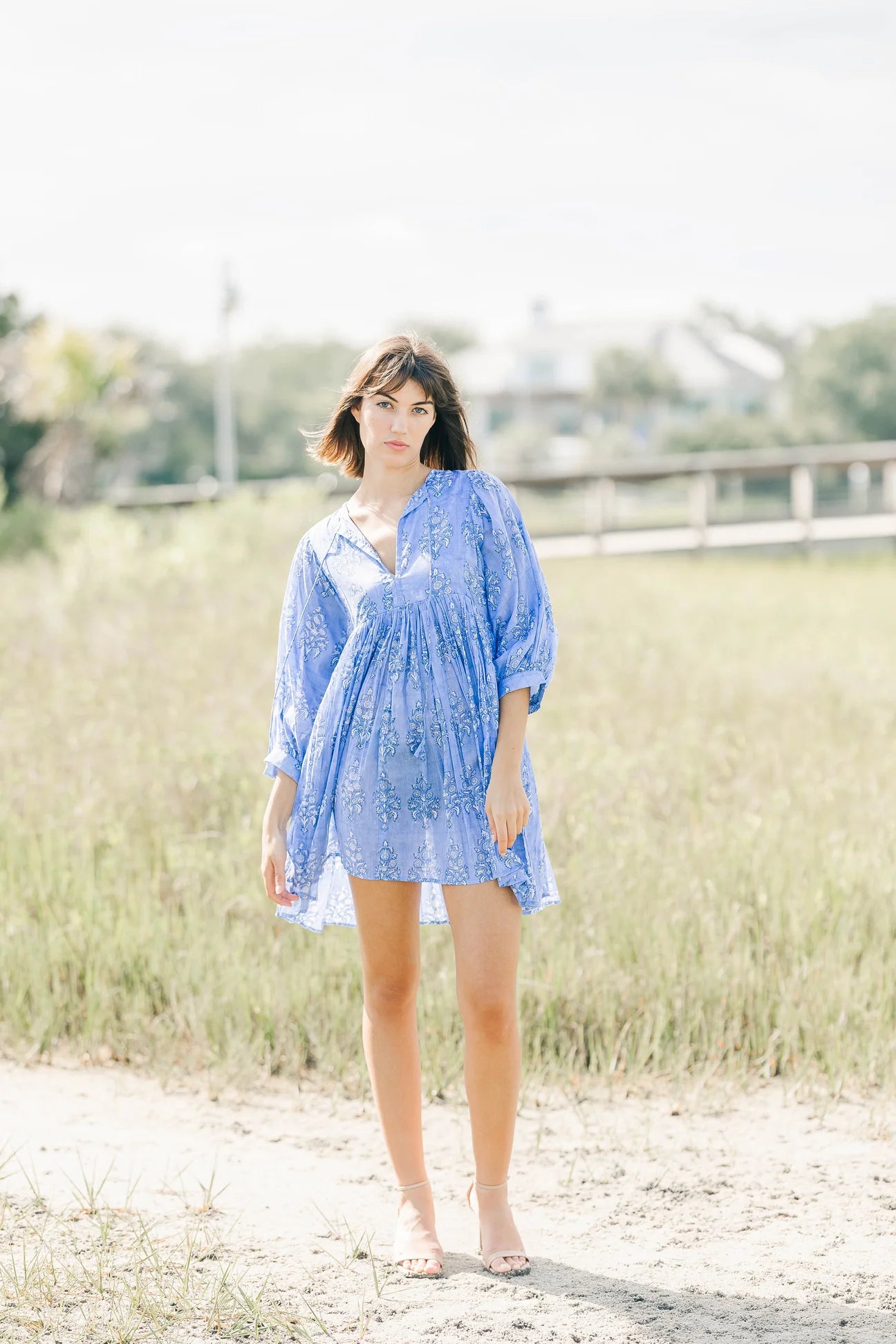 clover mini dress in blue shadow