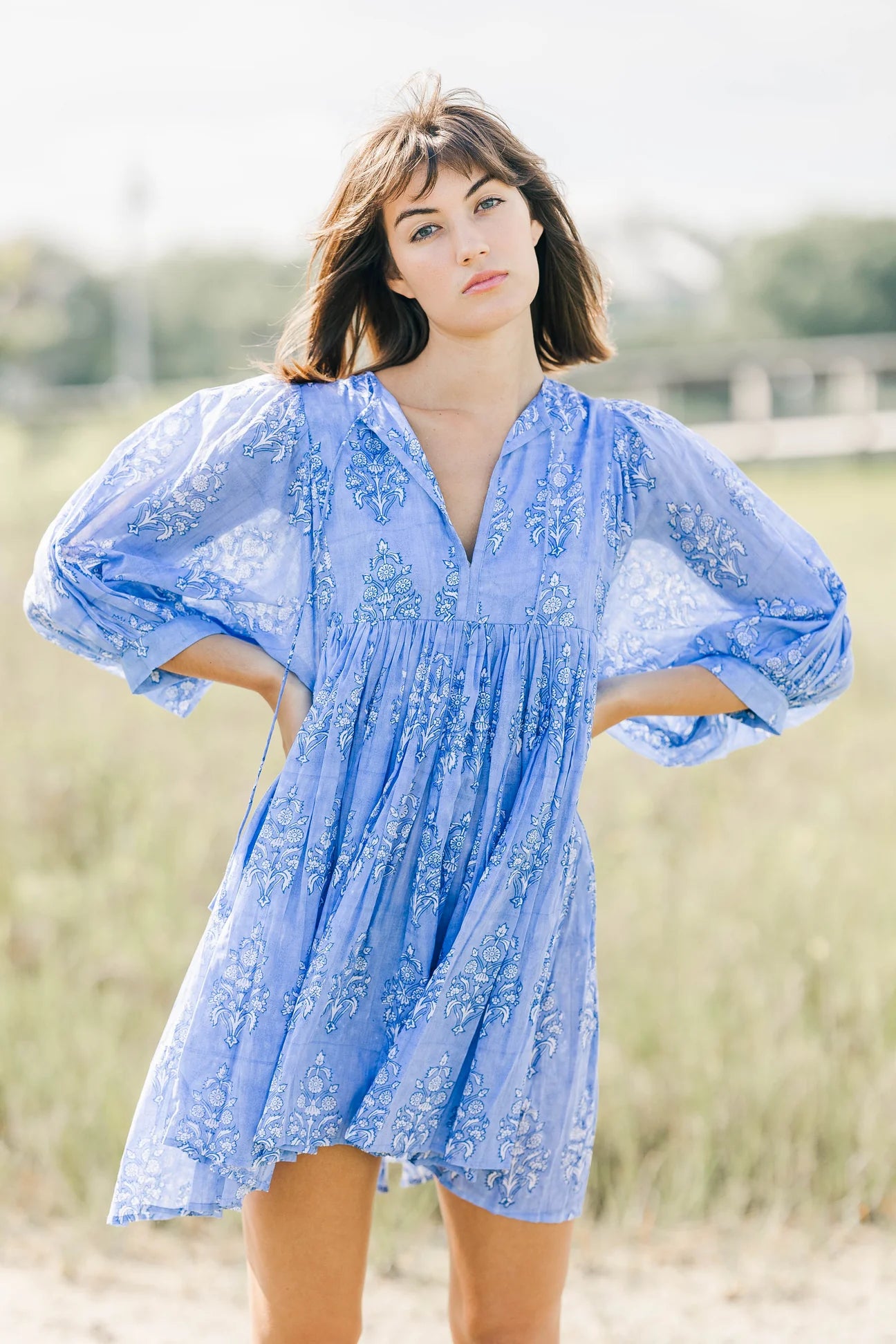 clover mini dress in blue shadow