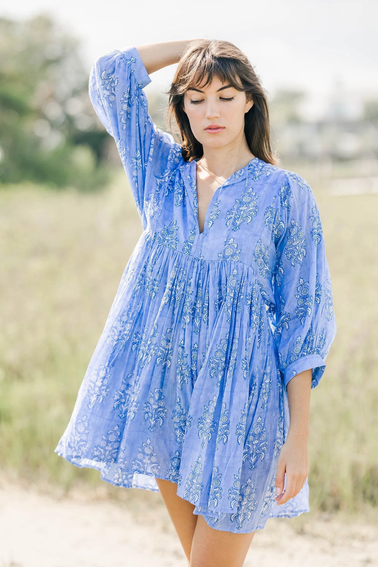 clover mini dress in blue shadow