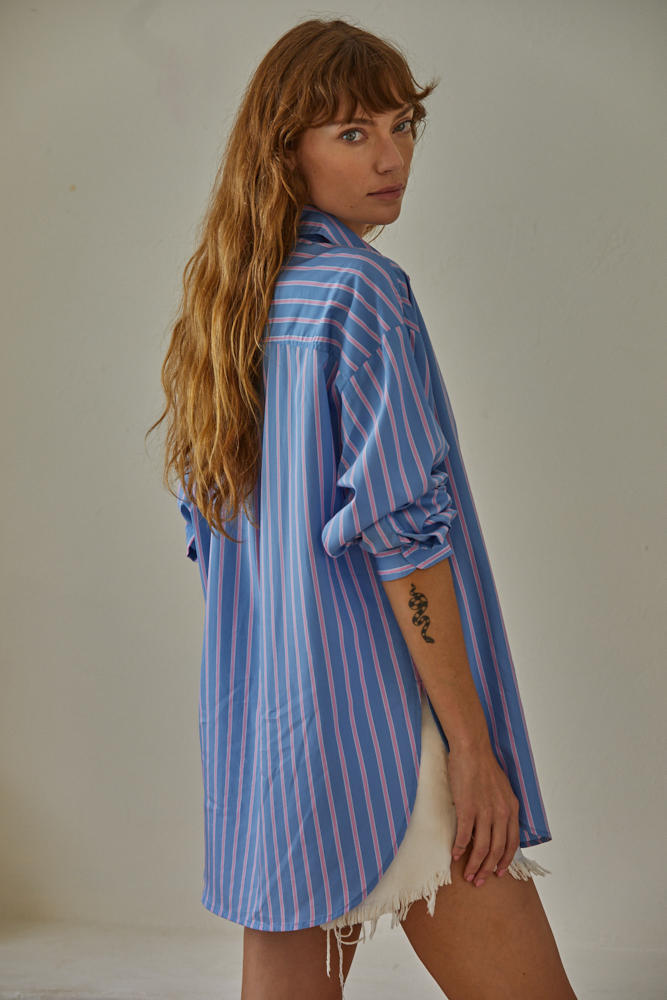 pink lagoon striped shirt