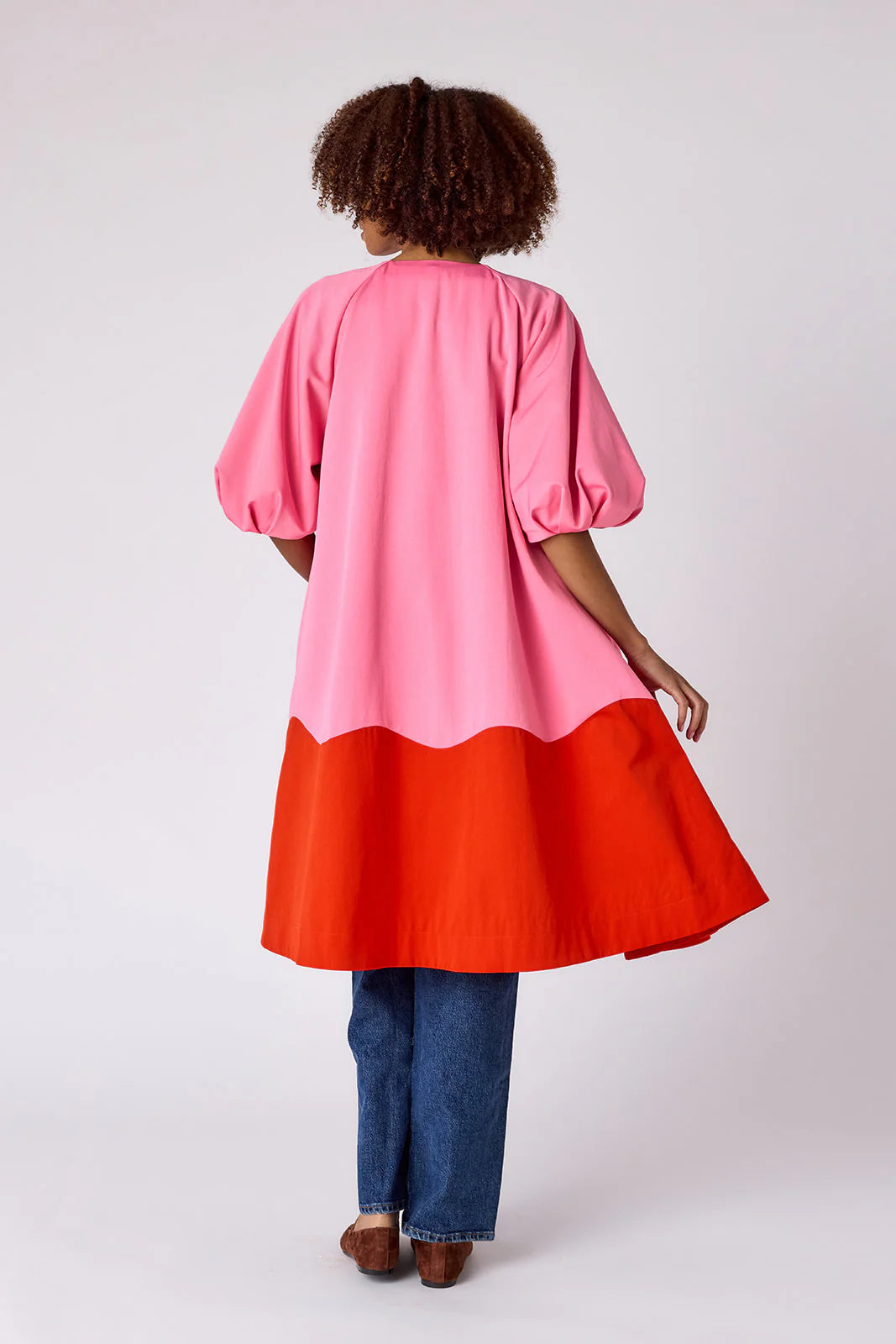 taryn coat in pink colorblock