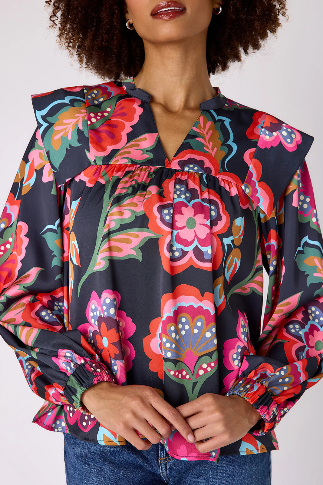 gaines blouse in cosmic floral