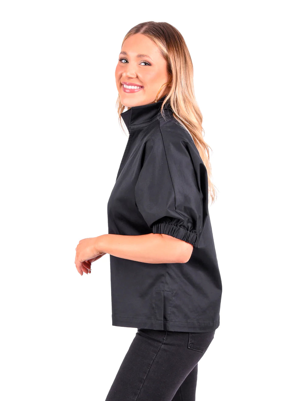 poppy top black cotton poplin