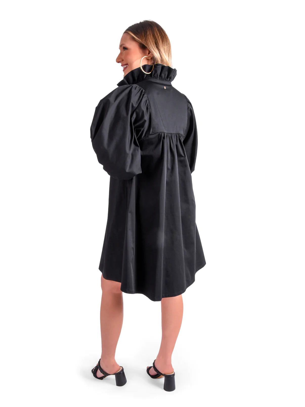 stella dress black cotton poplin
