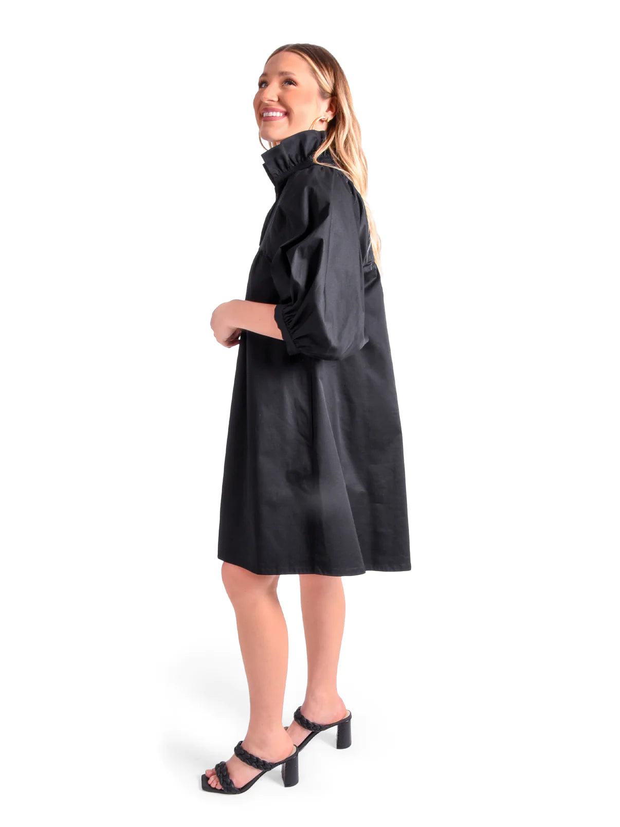 stella dress black cotton poplin