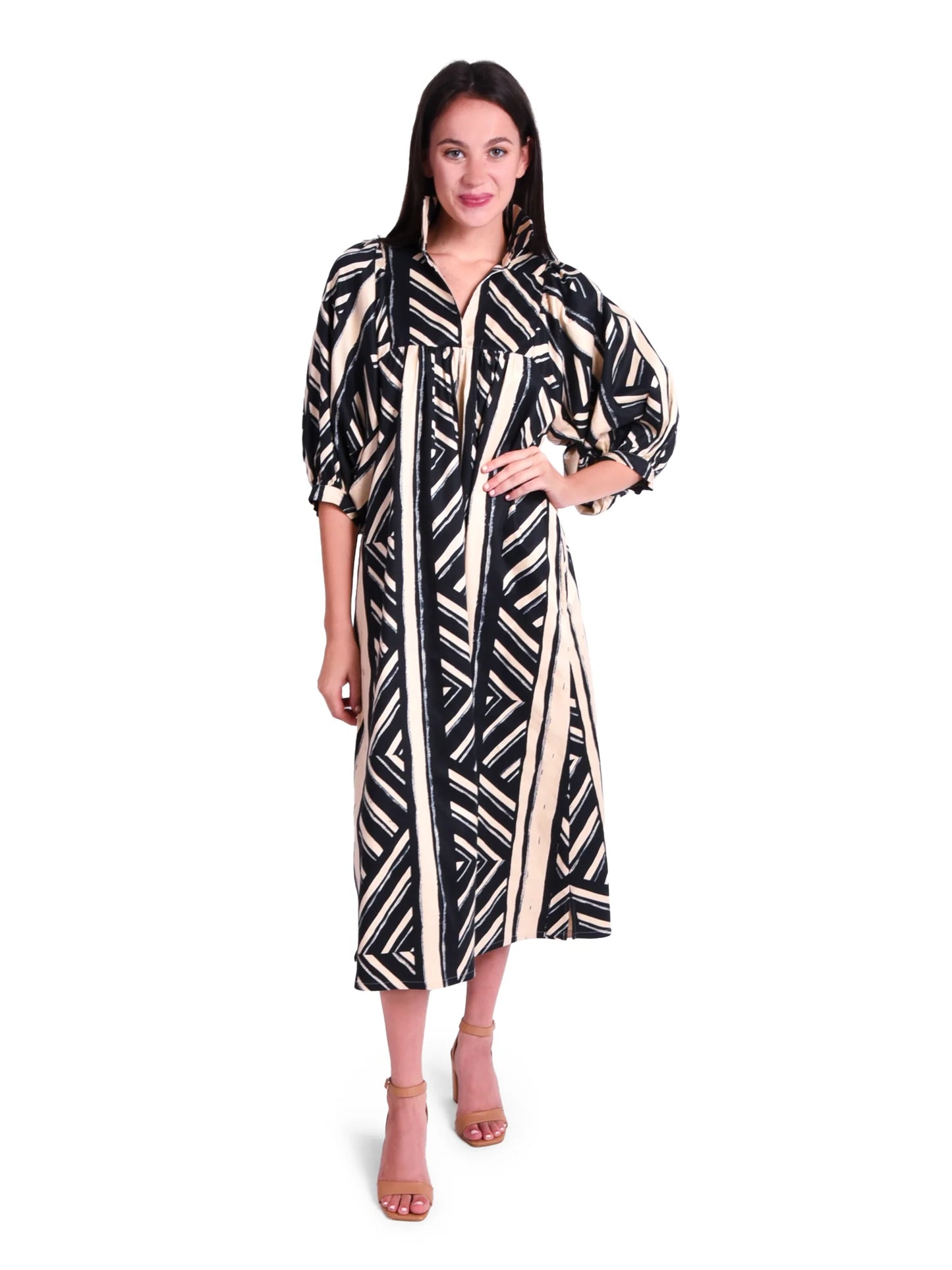 stella midi dress plaid noir