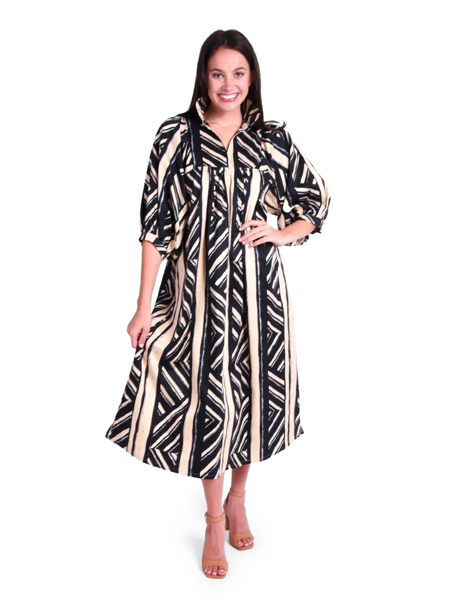 stella midi dress plaid noir