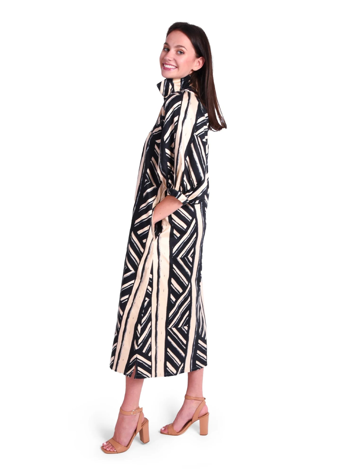 stella midi dress plaid noir