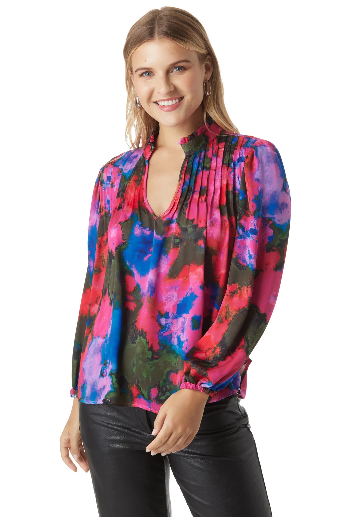 gabby blouse blurred floral
