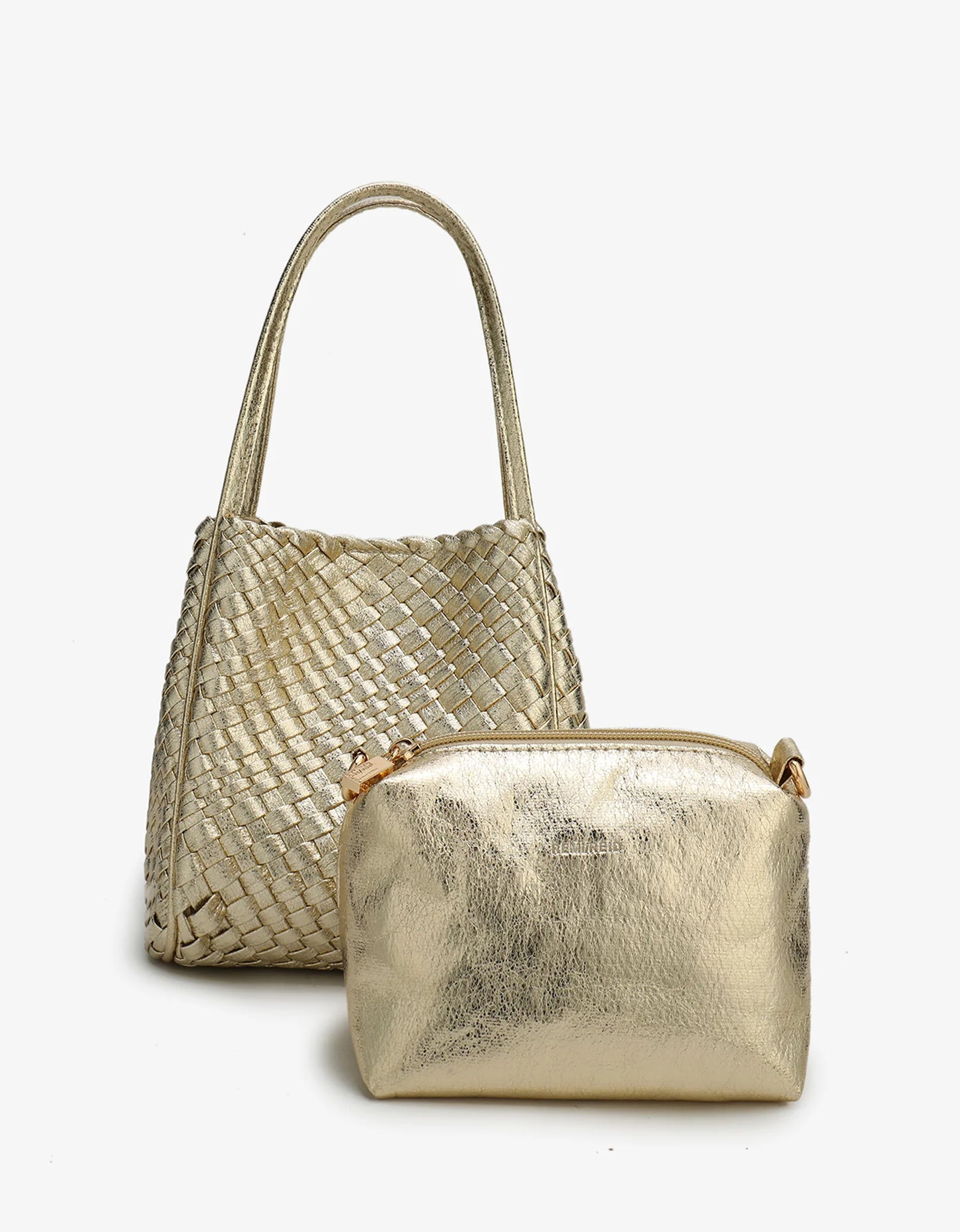 hollace mini tote woven hi shine platinum