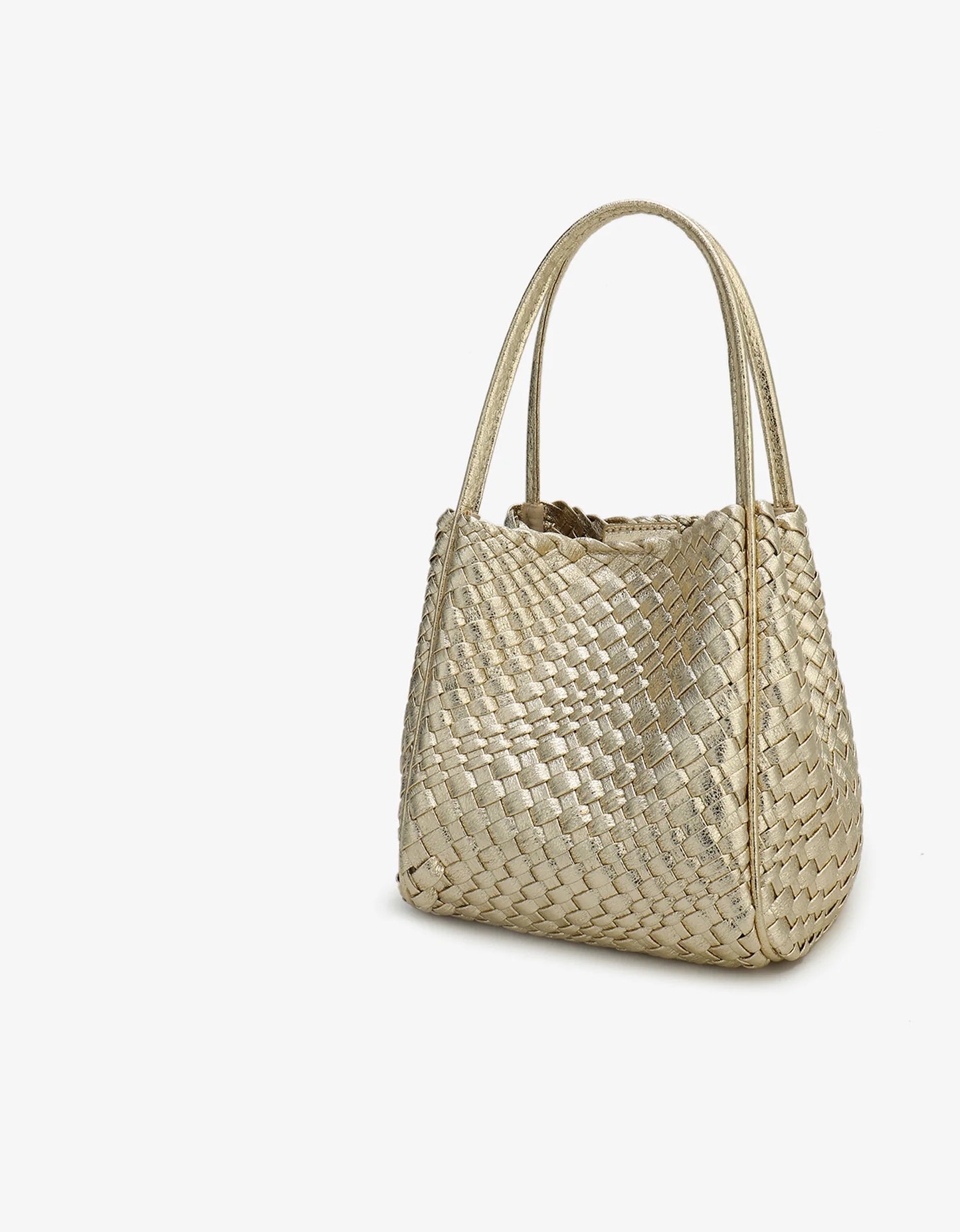 hollace mini tote woven hi shine platinum