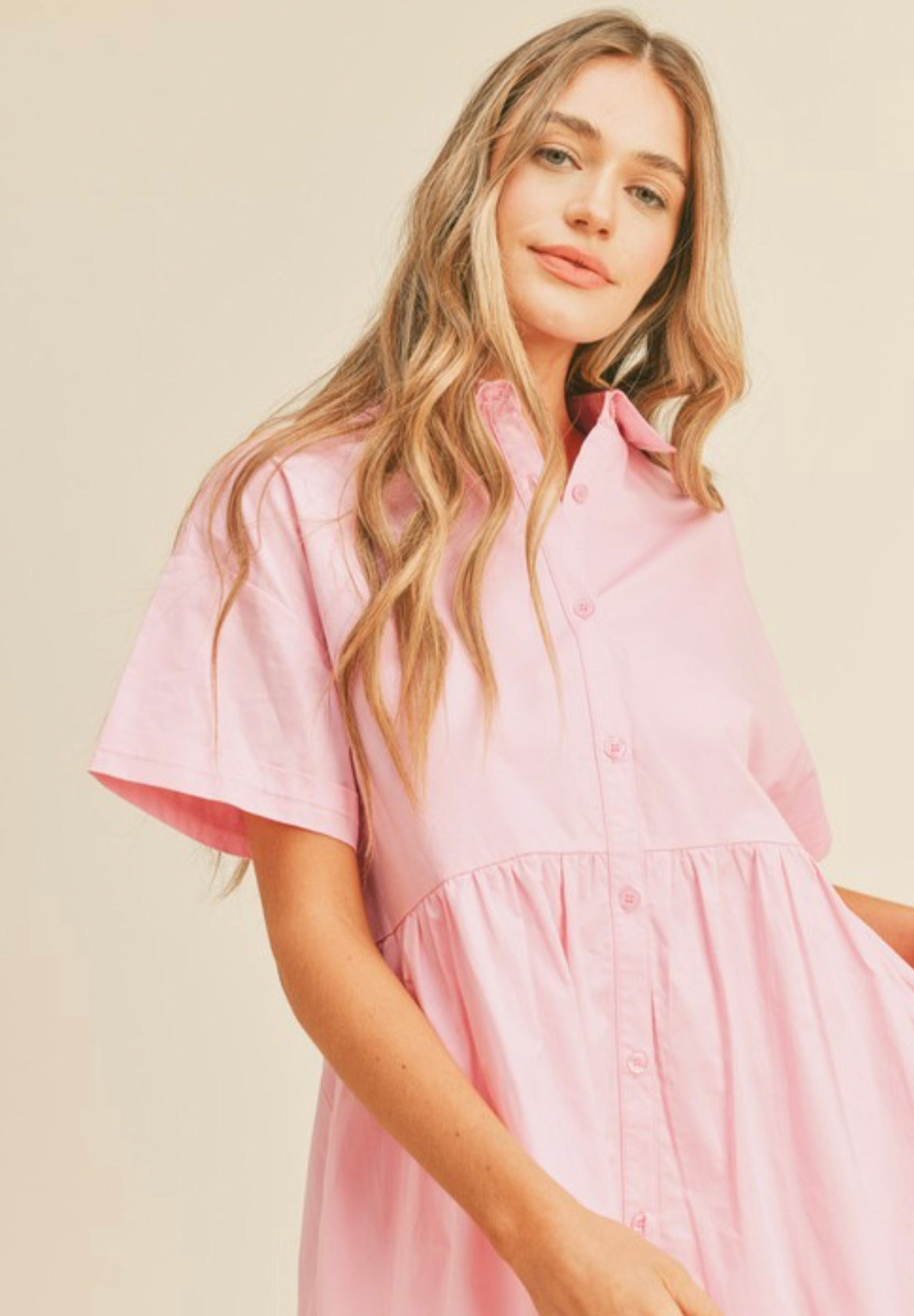 joy tiered shirt dress