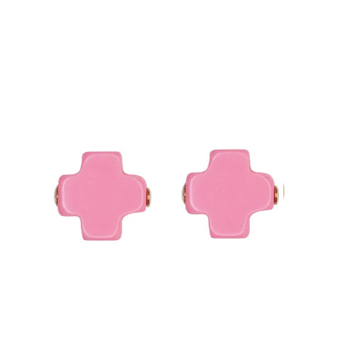 signature cross studs bright pink