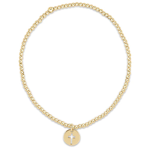 classic gold 2mm bead bracelet blessed small gold disc