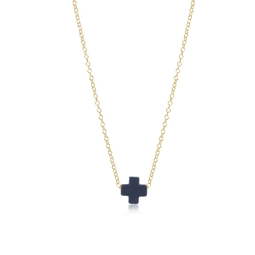 16" necklace gold - signature cross navy