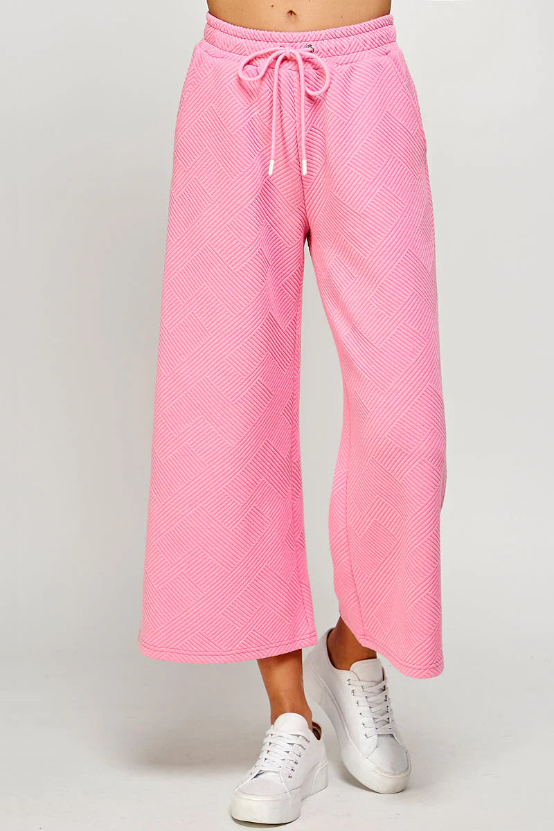 hamptons textured knit cropped wide leg pants