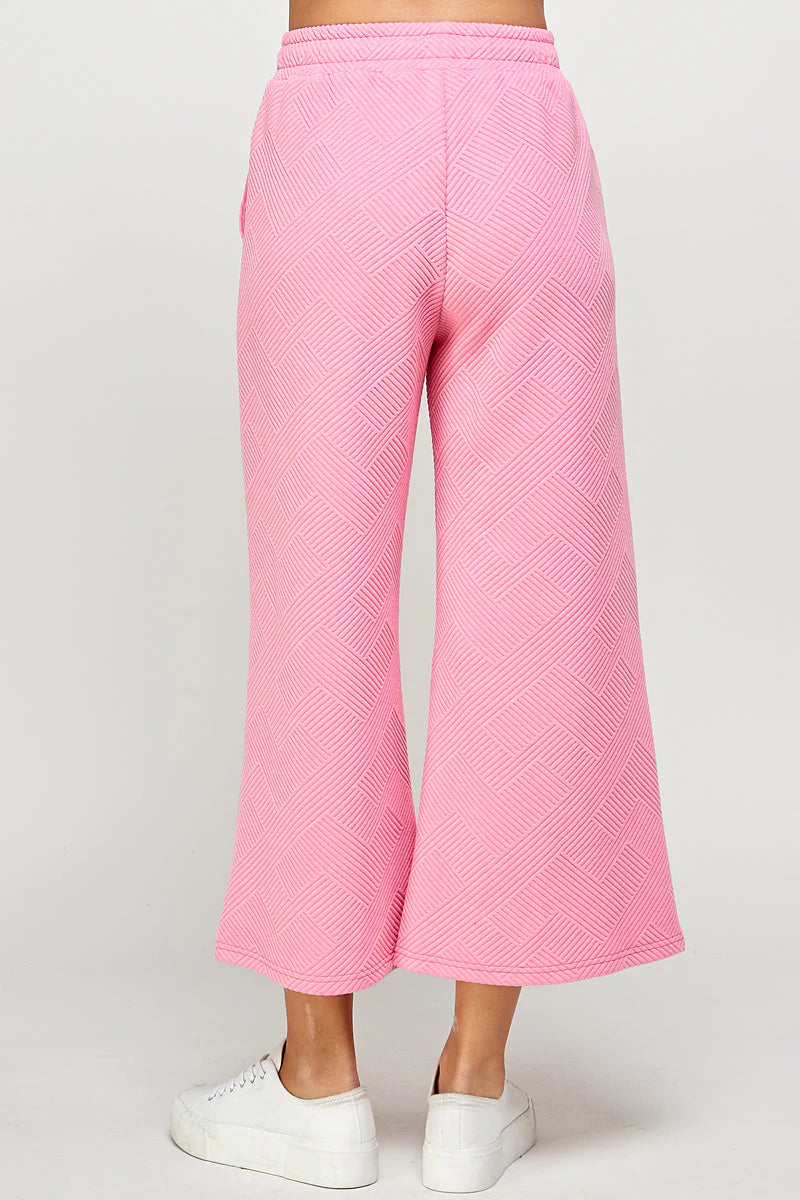 hamptons textured knit cropped wide leg pants