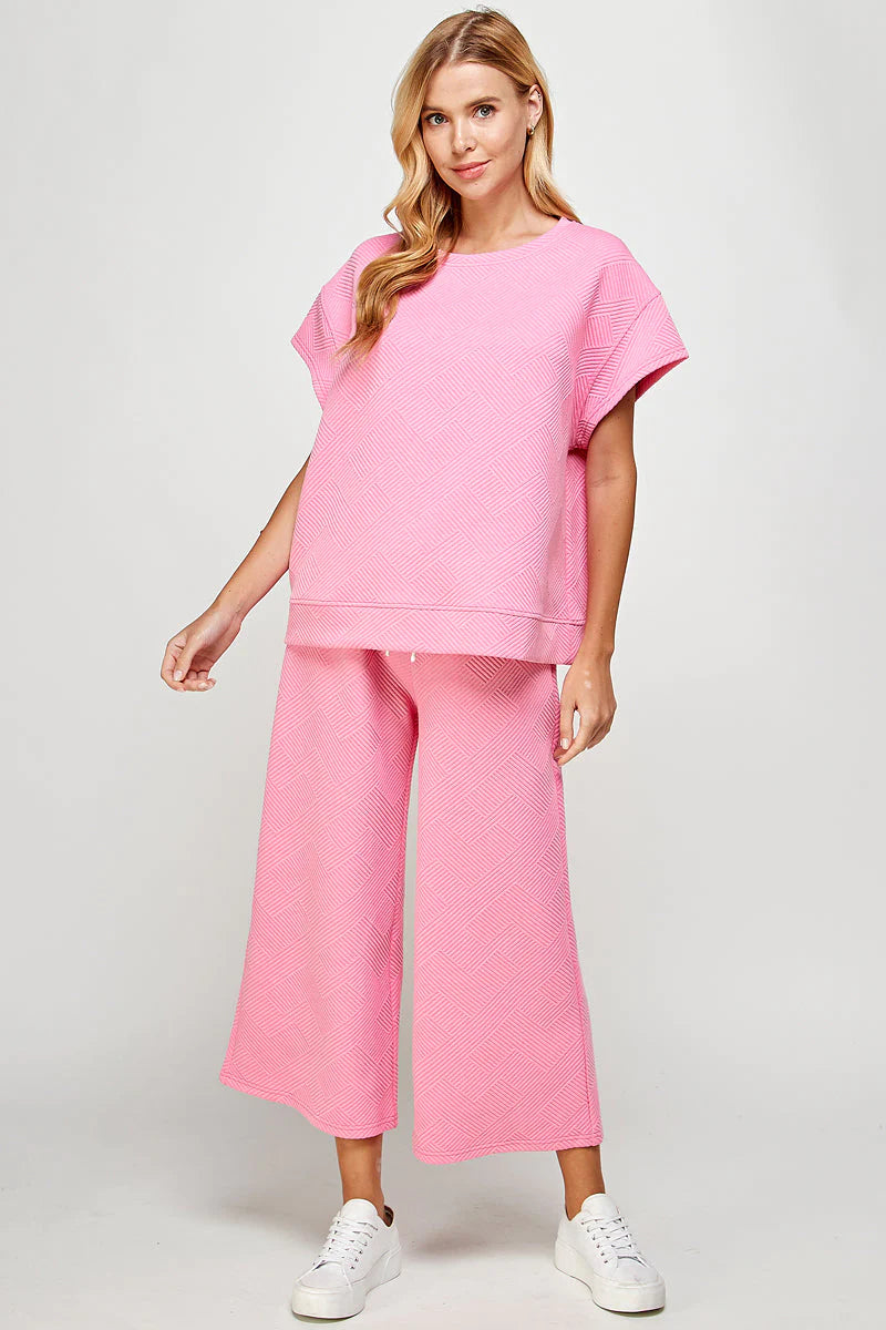 hamptons textured knit cropped wide leg pants