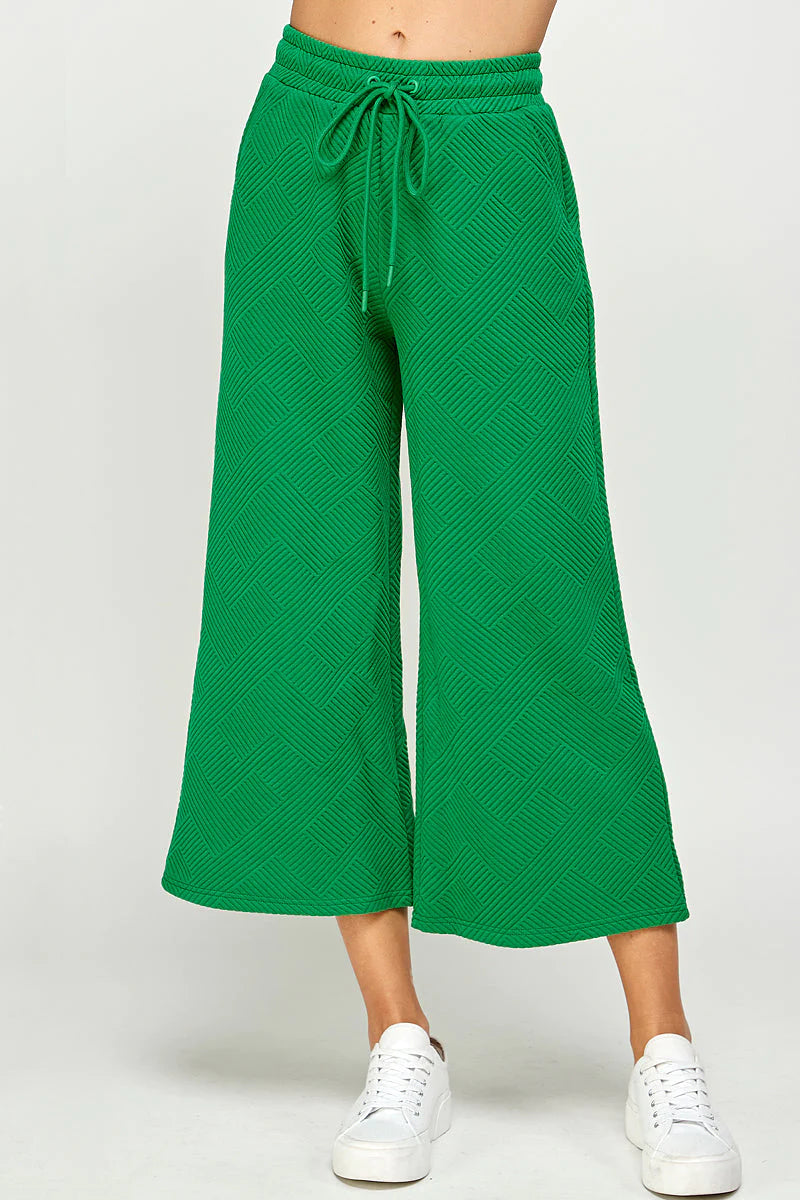 hamptons textured knit cropped wide leg pants