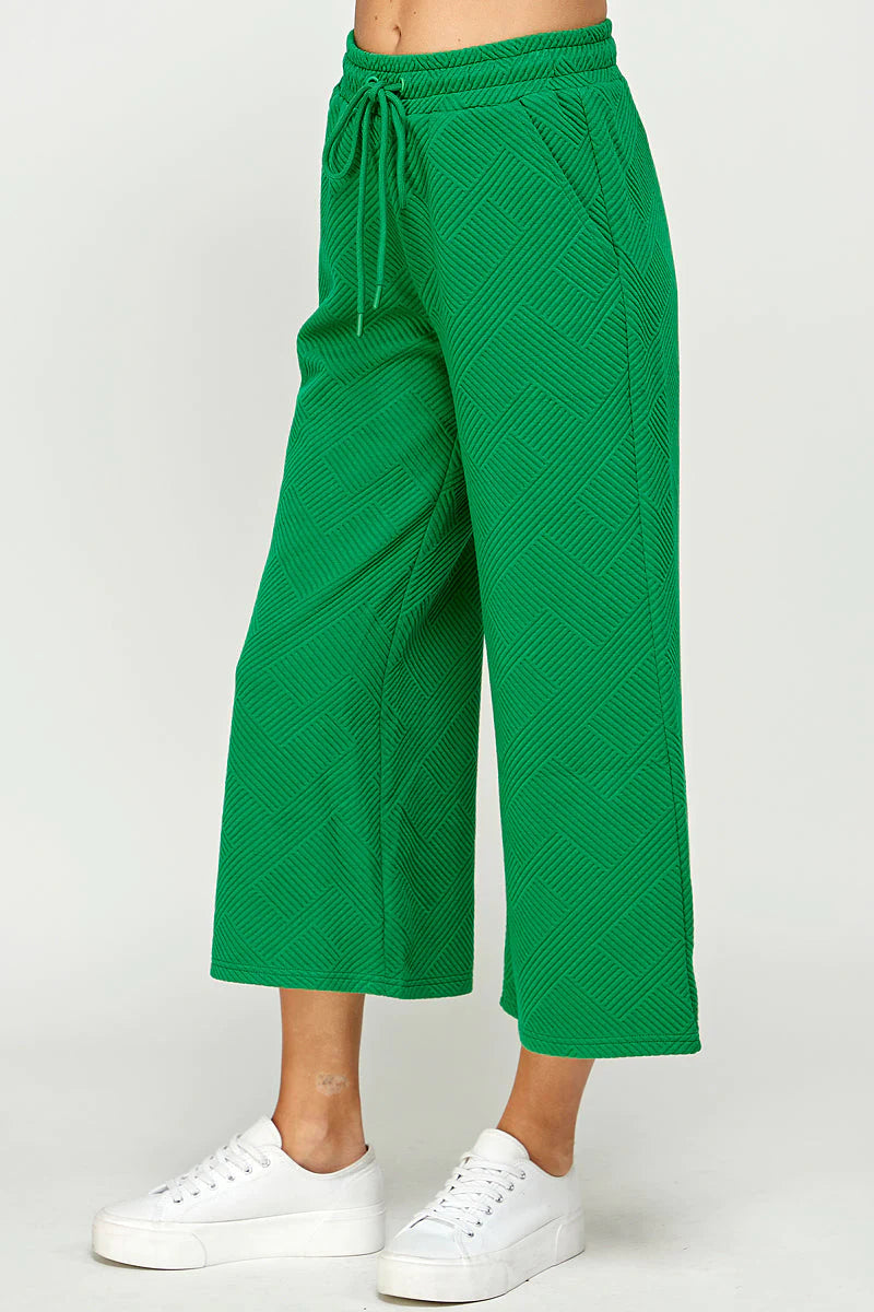 hamptons textured knit cropped wide leg pants