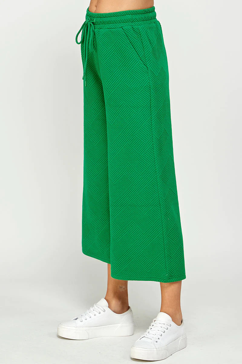 hamptons textured knit cropped wide leg pants
